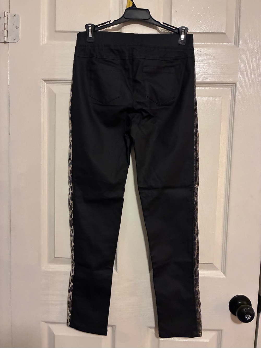 Umgee Black Ponte Leggings with Side Leopard Accent